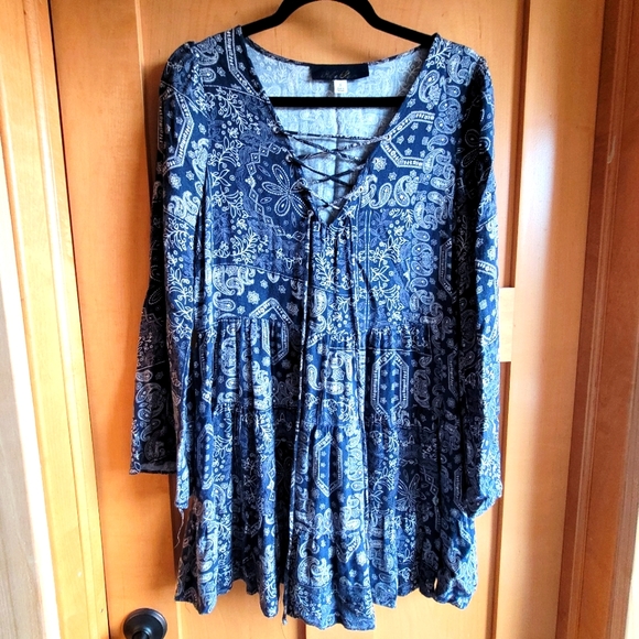 Boho Western Paisley Bandana Print Dress - Picture 2 of 4